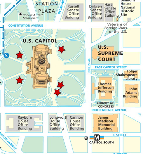 Map of Capitol Hill and designated standup areas